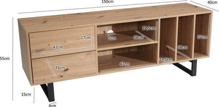 Image du produit Wohnling Décor chêne (150 x 40 x 55 cm)