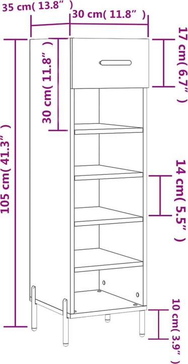 Immagine prodotto vidaXL Schuhschrank (30 x 35 x 105 cm)