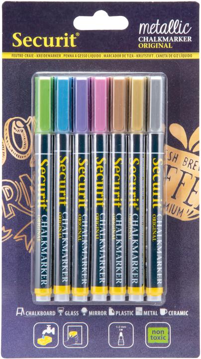 Actual product image Securit Kreidemarker fein Metallic 1mm 7er (Green, Pink, Copper, Gold, Silver, Violet, Blue, 1 mm, 7 x)