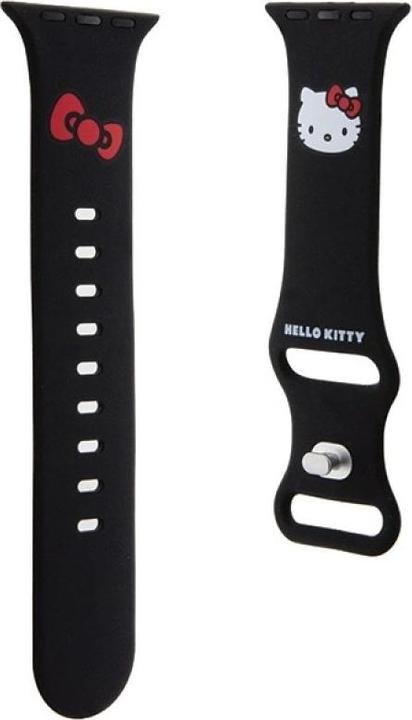 Produktbild Hello Kitty Pasek HKAWMSCHBLK Apple Watch 38/40/41mm czarny/black strap Silicone Kitty Head (38 mm, Plastic, Silikon, Stainless Steel)