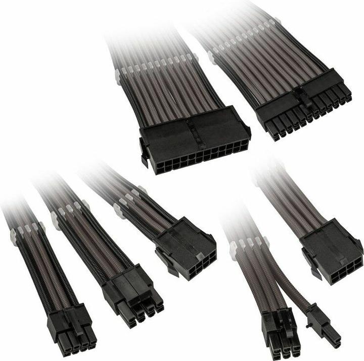 Produktbild Kolink Core Adept Braided Cable Extension Kit - Gunmetal (35 cm, 20+4 pin ATX, 6+2 pin PCI-Express)