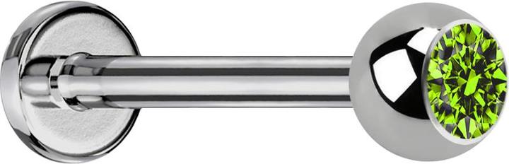 Image du produit Star Piercing Micro Labret argenté avec boule et cristal vert clair (sans laiton, Titane)