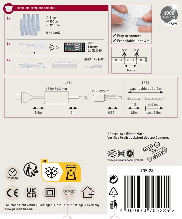 Image du produit Paulmann Kit MaxLED 1000 Stripe (RGBW, 150 cm, Intérieur)