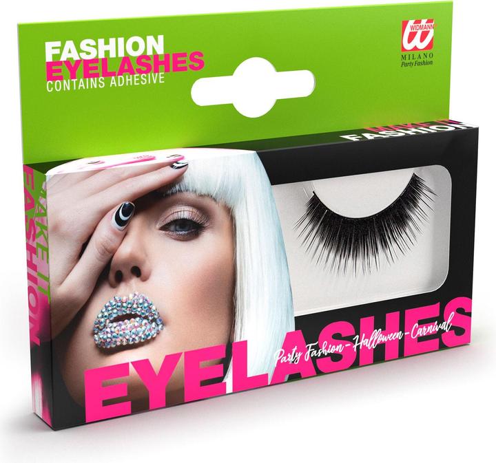 Actual product image Widmann DICHTE SCHWARZE WIMPERN in Box mit Klebstoff in Glasflasche (Artificial eyelashes)