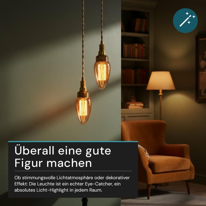 Produktbild Luxula LED-Filament-Lampe,, Vintage Kerze, E14, 2,3W, 65lm, 1800K (E14, 65 lm, 1 x)