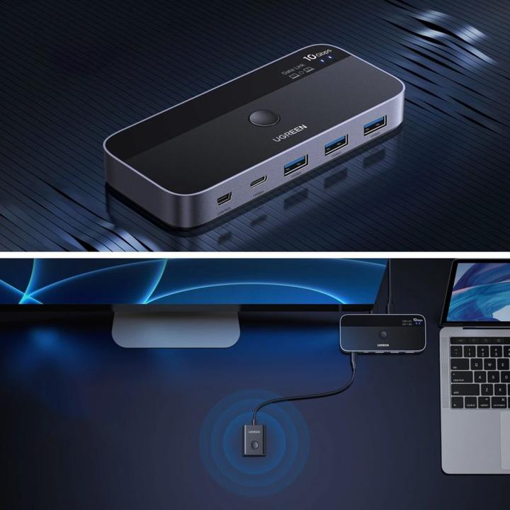 Actual product image Ugreen Switch Przełącznik switch USB-C USB-A 10Gb/s - szary