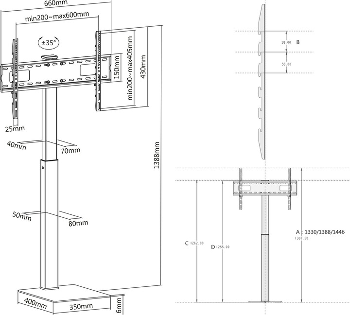 Actual product image InLine TV-Standfuss (Universal, 70", 40 kg)