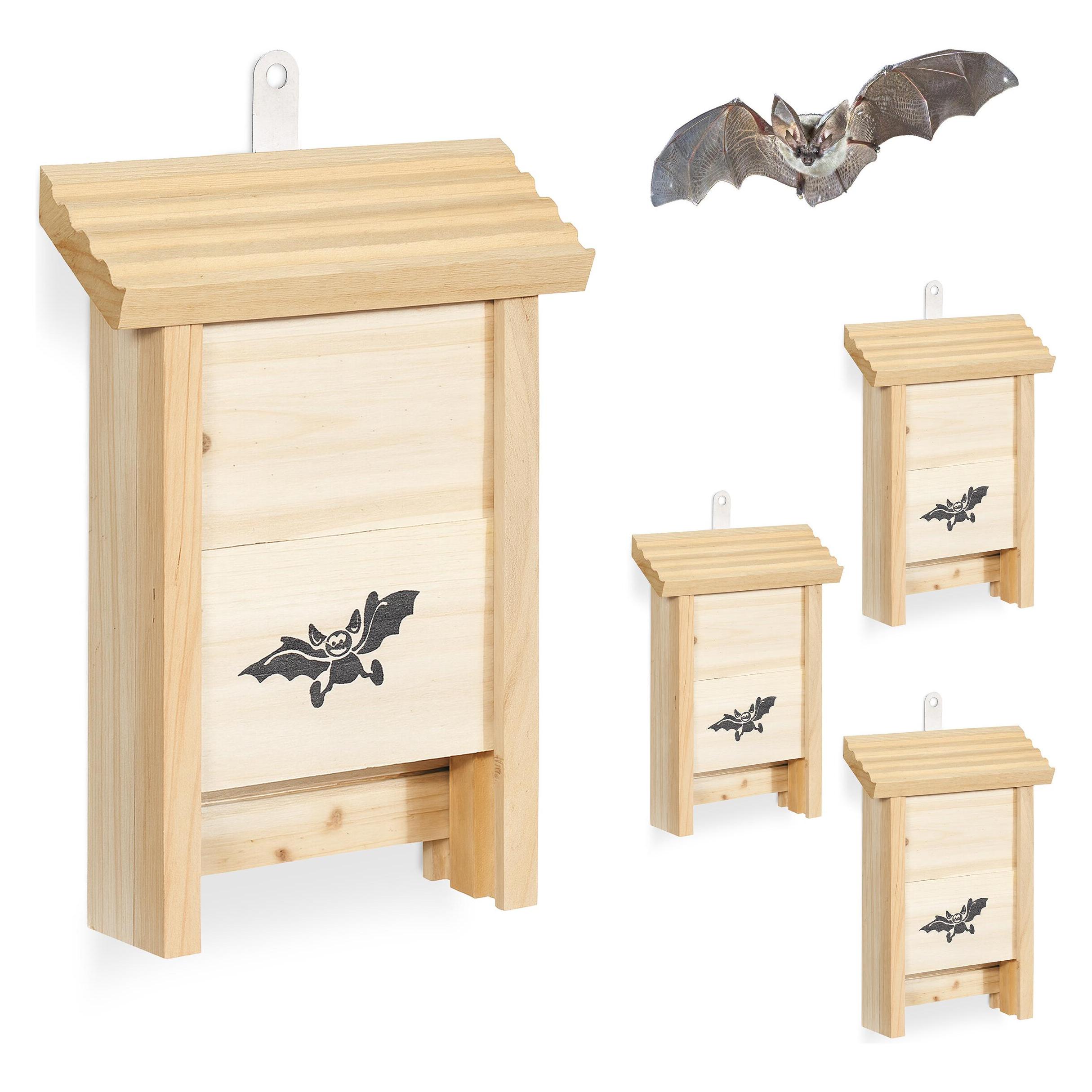 Relaxdays 4x Fledermauskasten, Vogelhuisjes