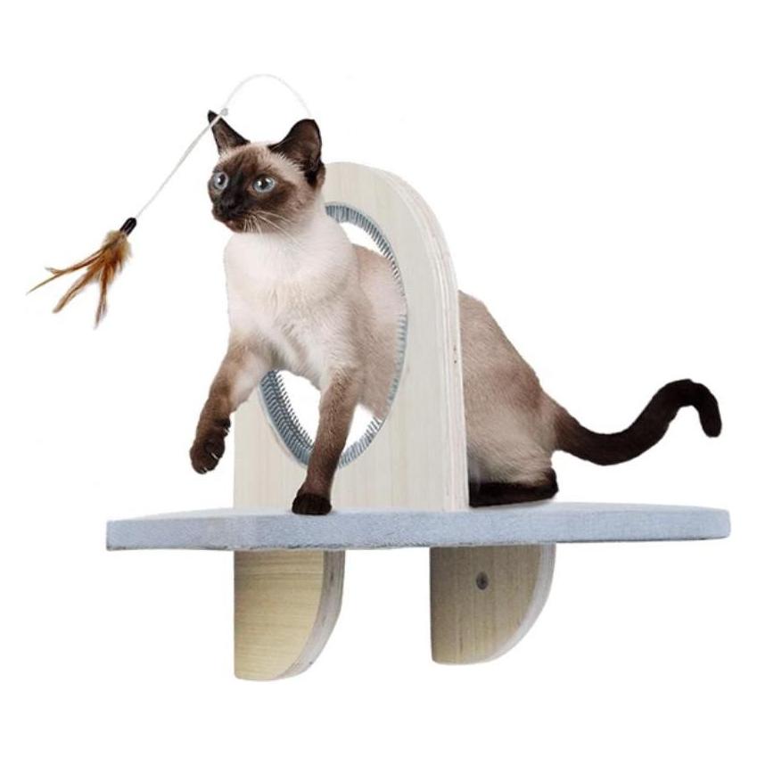 Default Afp - Skywalk Groom & Play Platform - Wall-mounted Platform With Toys And Rubber Grooming Brushes, Kattenspeelgoed
