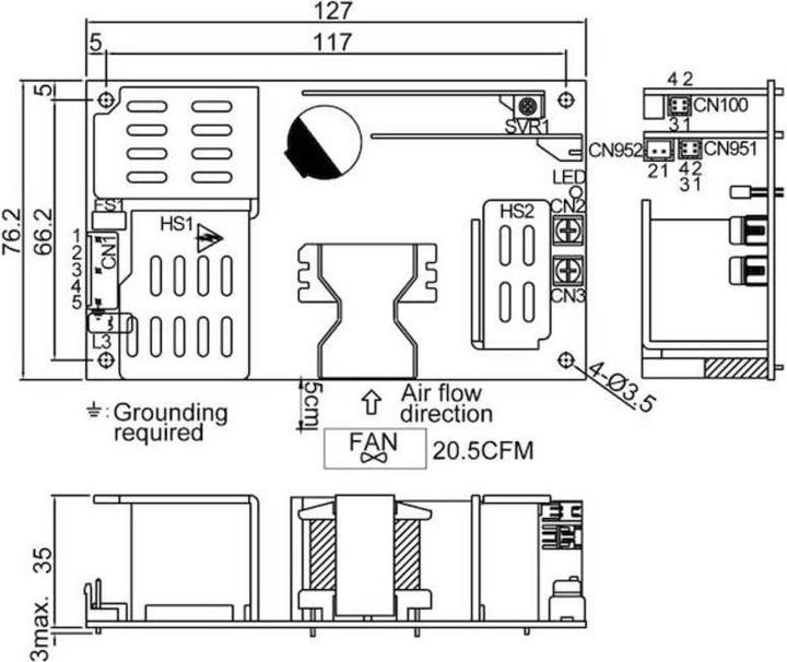 Actual product image MeanWell MEAN WELL EPP-300-12, 90 - 264 V, 300 W, 12 V, 25 A, RoHS, 76,2 mm (300 W)