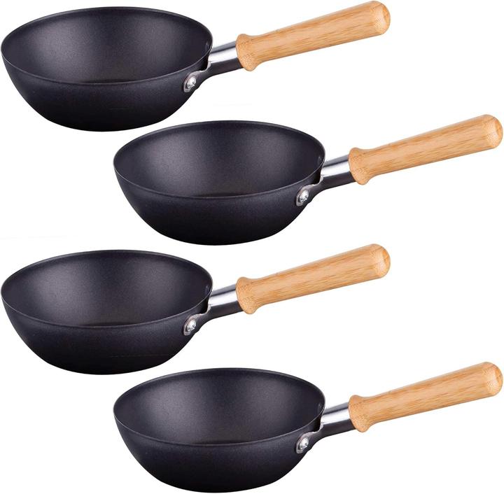 Syntrox 4-teiliges Wok Pfännchen Set