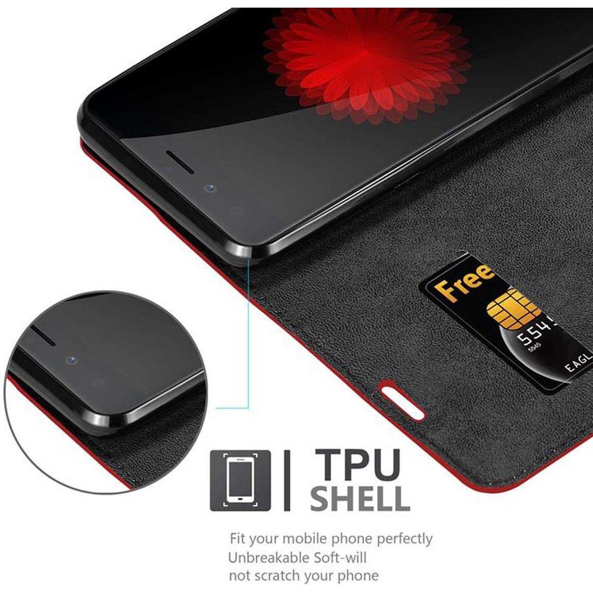 Thumbnail - Cadorabo Book Invisible Magnet Cover (ZTE Nubia Z11 Mini S), Smartphone Hülle, Rot