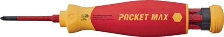 Productafbeelding Wiha Schroevendraaierset gemengd PocketMax elektrisch 4 st. met opbergbare bitset (Gleuf)