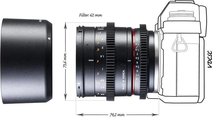 Immagine prodotto Walimex 50/1.3 Video APS-C Sony E (Sony E, APS-C / DX, Micro Four Thirds)