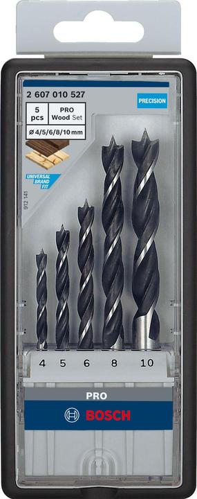 Produktbild Bosch Professional Zubehör PRO Wood Holzspiralbohrer-Set. 5-tlg. (10 mm, 4 mm, 5 mm, 6 mm, 8 mm)
