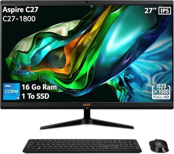 Produktbild Acer All-in-One PC mit Intel Core i5, 16 GB RAM, 1 TB SSD, 27 Zoll Full HD IPS Display (125 GB, 16 GB, Intel Core i5-12450H)