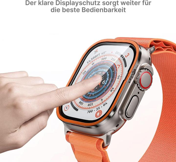 Actual product image Hermex Apple Watch Ultra 2 49mm screen protector glass with stainless steel frame