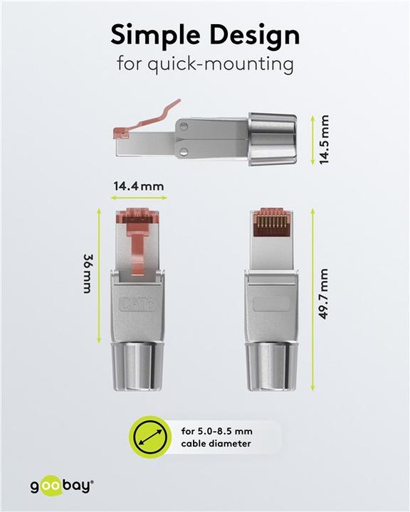 Image du produit Goobay Connecteur RJ45 CAT 6 à confectionner en champ, blindé STP (Câble réseau Connecteur)