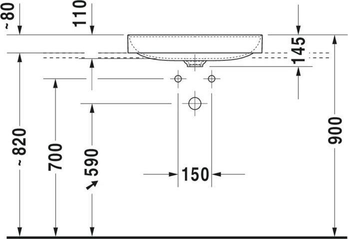 Actual product image Duravit Countertop basin DURASQUARE o ÜL m HLB 600x470mm 2 HL white WG (470 mm, 600 mm)