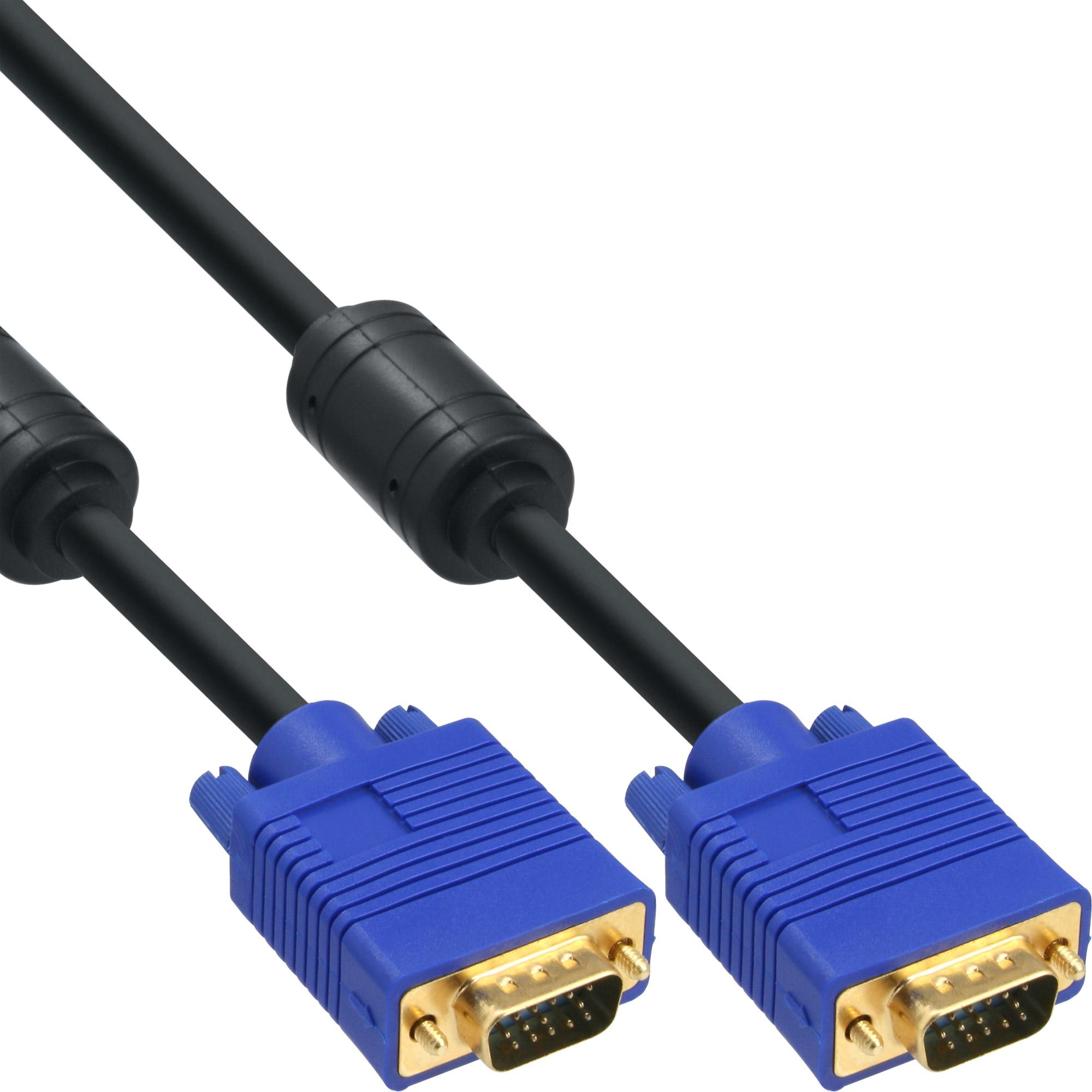 InLine  S-VGA Kabel, 15pol HD Stecker / Stecker, schwarz, 1,5m (1.50 m), Cavo video, Nero