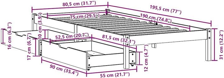Actual product image vidaXL Bed without mattress 180x200 (180 x 200 cm)