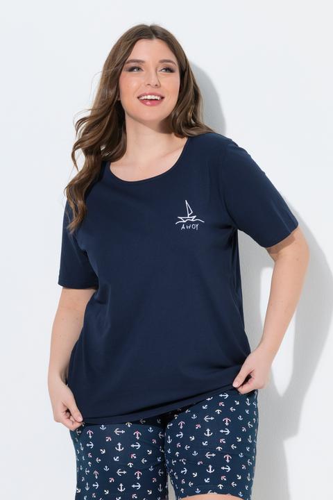 Produktbild Ulla Popken Pyjamashirt, Segelboot, Rundhals, Halbarm (46)