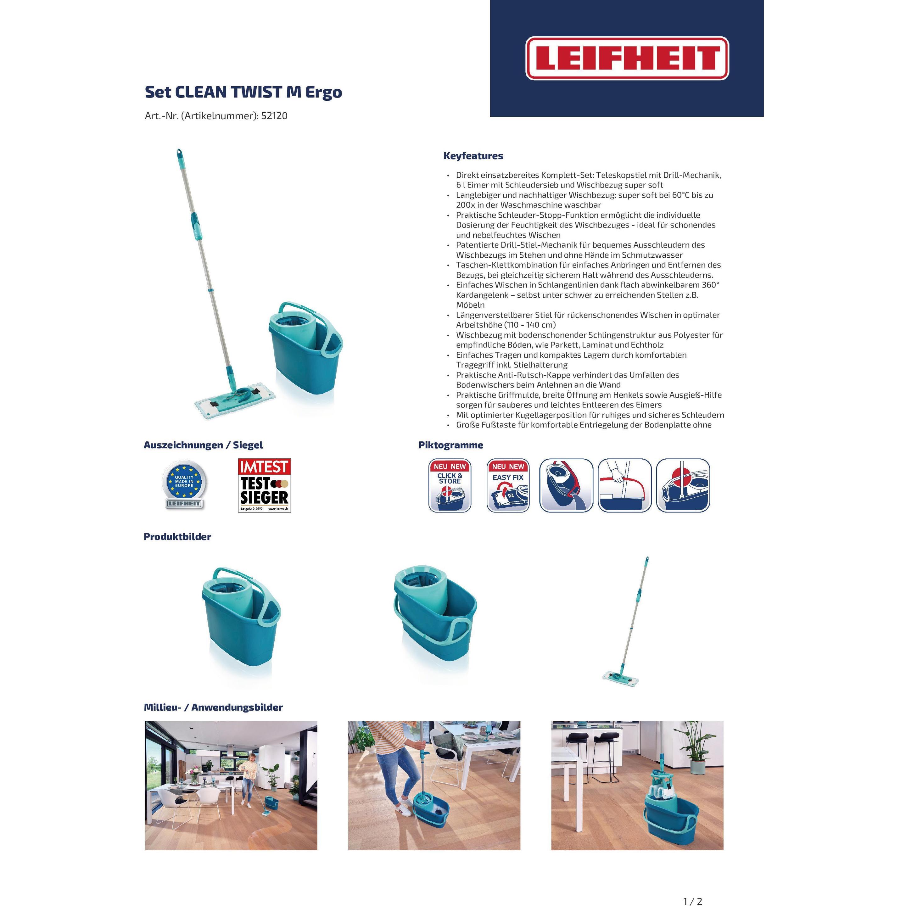 Thumbnail - Leifheit Set CLEAN TWIST M Ergo, Reinigungsutensil, Grün