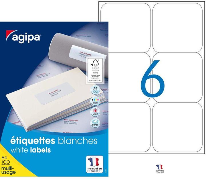 Actual product image Agipa Universal labels, 99.1 x 93.1 mm, white