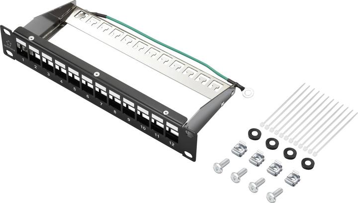 Image du produit Renkforce RF-4996626 Panneau de brassage 12 ports 254 mm (10") Non équipé 1U Noir