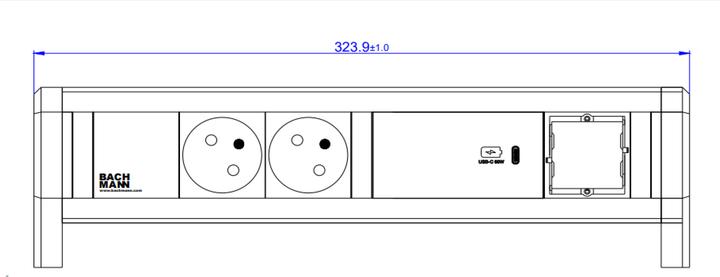 Produktbild Bachmann DESK - 2 AC-Ausgänge - Indoor - GST18 - Aluminium - Kunststoff - Schwarz - Silbe (2x, CEE 7/3, CEE 7/5)