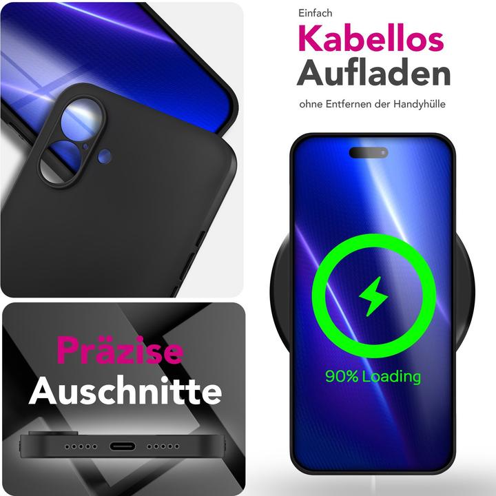 Produktbild Nalia Black Cover "Strider" - 1,28mm Dünne TPU Silikon Hülle Matt Schwarz Anti Flecken - Ultra Slim Case (Apple iPhone 17)