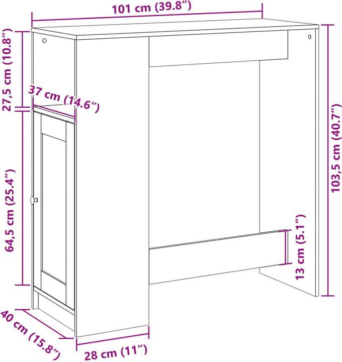 Actual product image VidaXL Bar table with shelf
