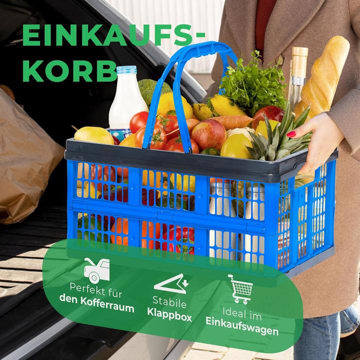 Image du produit Novaliv Klappbox Blau 2er Set - 16L Faltkorb mit Henkeln - Vielseitiger Einkaufskorb - Praktische Au (16 l)