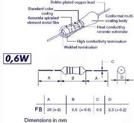 Image du produit Velleman Résistance Film métallique 0.6W 5% 1E