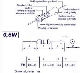 Image du produit Velleman Résistance Film métallique 0.6W 5% 1E
