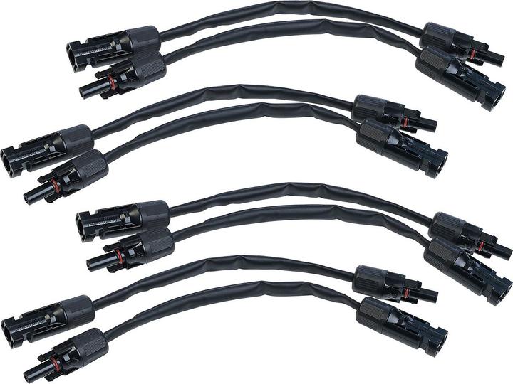 Image du produit Revolt Lot de 8 câbles solaires extra-plats résistants aux intempéries, à traverser, compatibles MC4, 35 cm (Câble solaire)