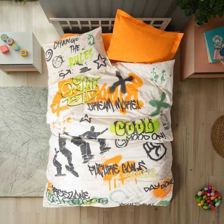 Produktbild Cotton Box Bettwäsche Graffiti (160 x 210 cm, 50 x 70 cm)