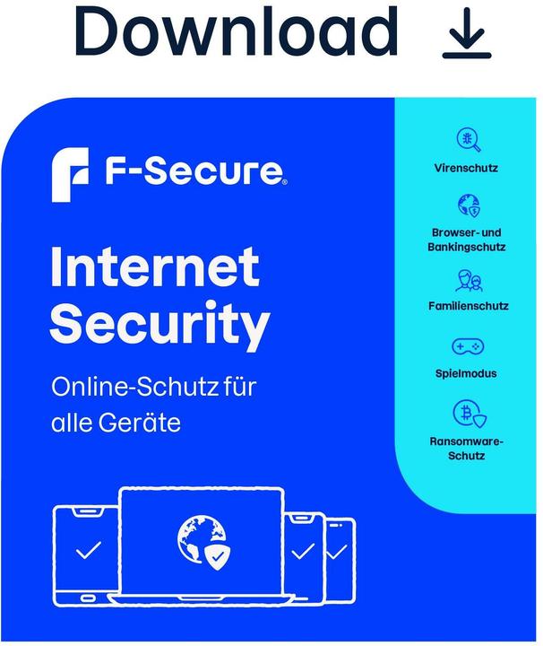F-Secure Internet Security für alle Geräte (ehem. SAFE) 1 Jahr/3 Geräte Download (3 User, 3 Geräte/User, 12 Monate)