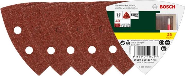 Produktbild Bosch Zubehör Schleifblatt-Set für Deltaschleifer, 93 mm, 40, 6 Löcher, 25er-Pack (40)
