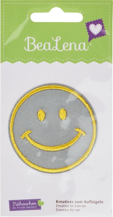 Actual product image BeaLena Iron-on appliqué "Smile", reflective, Ø 5 cm (5 x 5 cm)