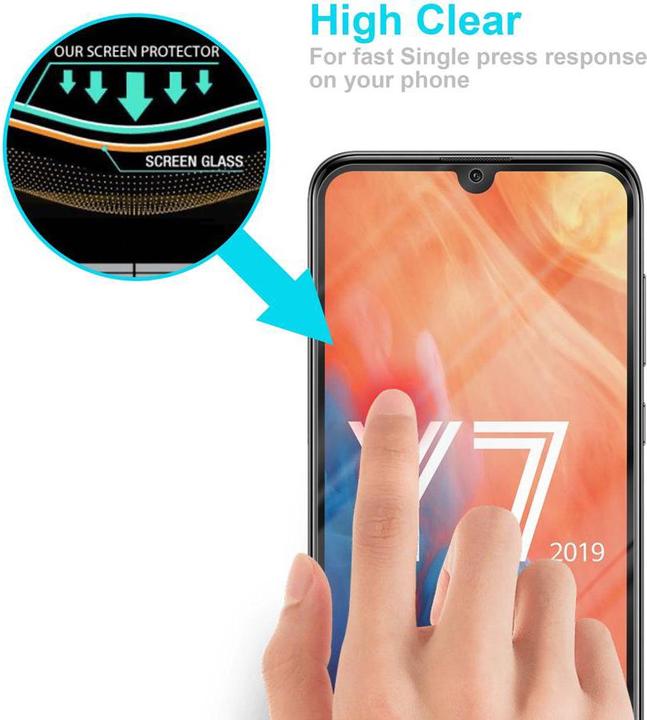 Actual product image Cadorabo Display protection glass for Huawei Y7 2019 / Y7 PRIME 2019 (1 pcs., Huawei Y7 (2019), Huawei Y7 Prime (2019))