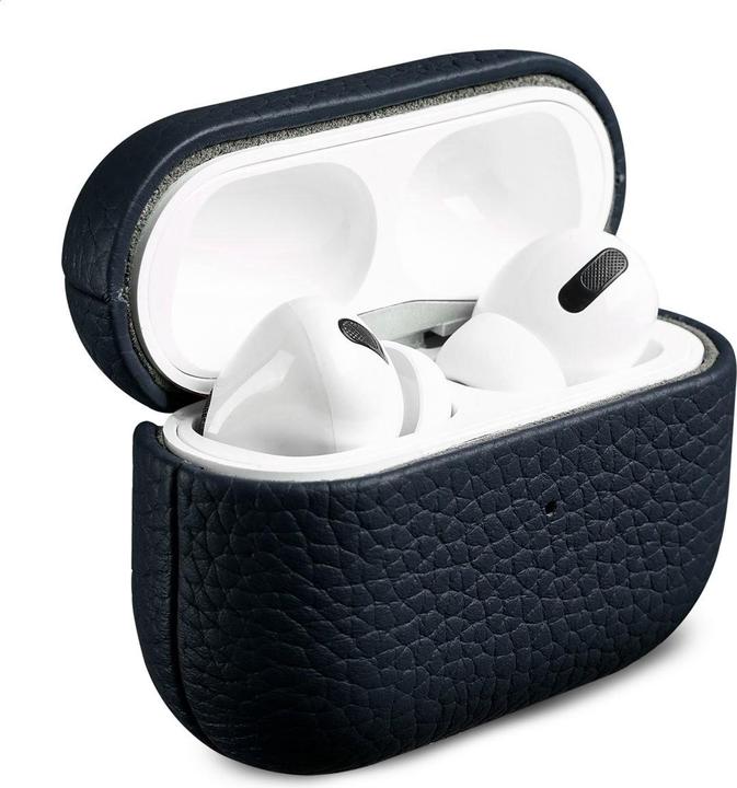 Accezz Echt Lederen Case AirPods Pro - Donkerblauw (Ladecase Hülle)