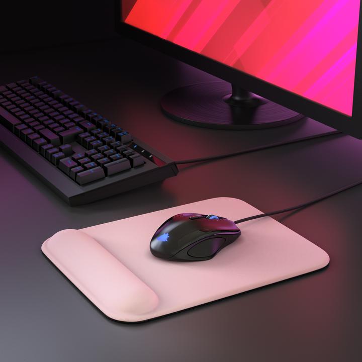 Produktbild CSL Gaming Mauspad, Office Mausmatte mit Gelkissen mit & Handgelenkauflage, 22,5 x 28 cm, rosa