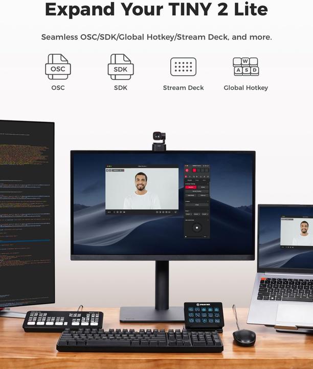 Produktbild Obsbot 4K PTZ Webcam Tiny 2 Lite mit KI-Tracking und Mikrofon (8 Mpx)