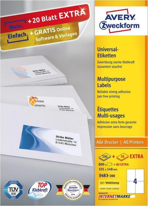 Actual product image Avery Universal labels