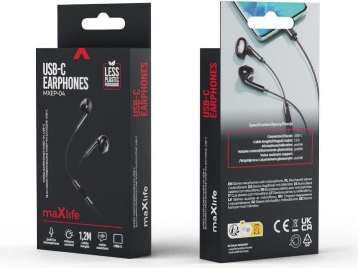Produktbild Maxlife kabelgebundene Ohrhörer MXEP-04 USB-C schwarz (Kabelgebunden)