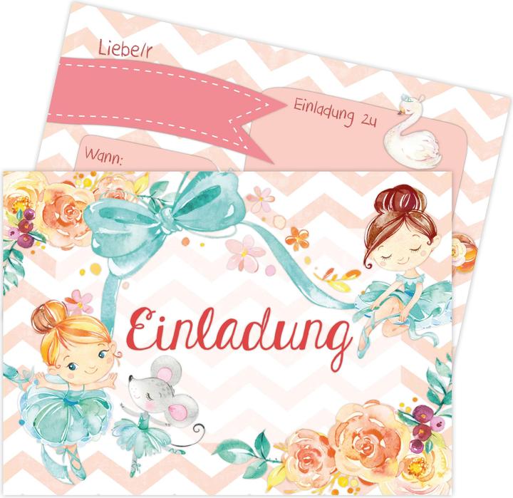 Produktbild Papierdrachen 12 Einladungskarten zum Geburtstag – Ballerina (12 Stk.)