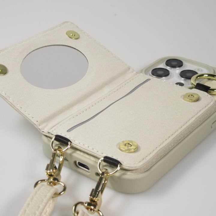 Image du produit PhoneLook Coque Cuir matelassé avec miroir et compartiment carte inclus grande lanière amovible (Apple iPhone 15 Pro)