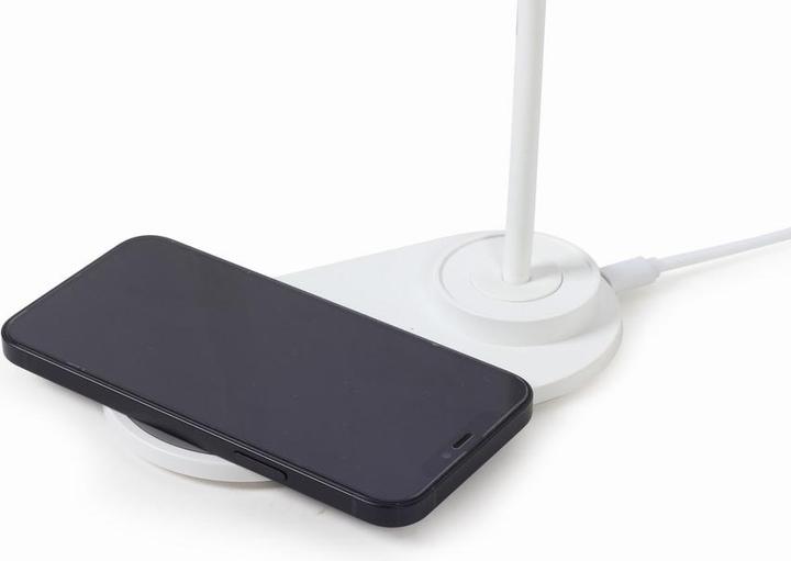 Actual product image Gembird Desk lamp with wireless charger (black + white) (177 lm)
