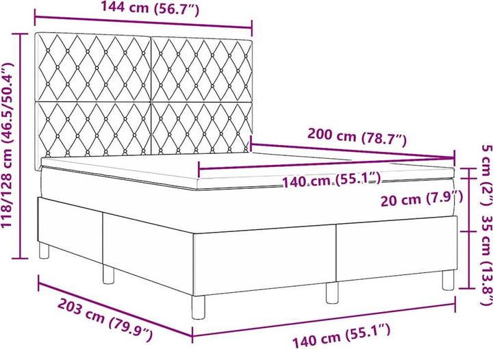 Image du produit vidaXL Boxspringbett (140 x 200 cm)